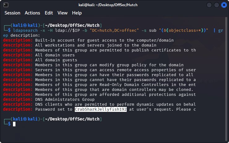 LDAP description password discovery