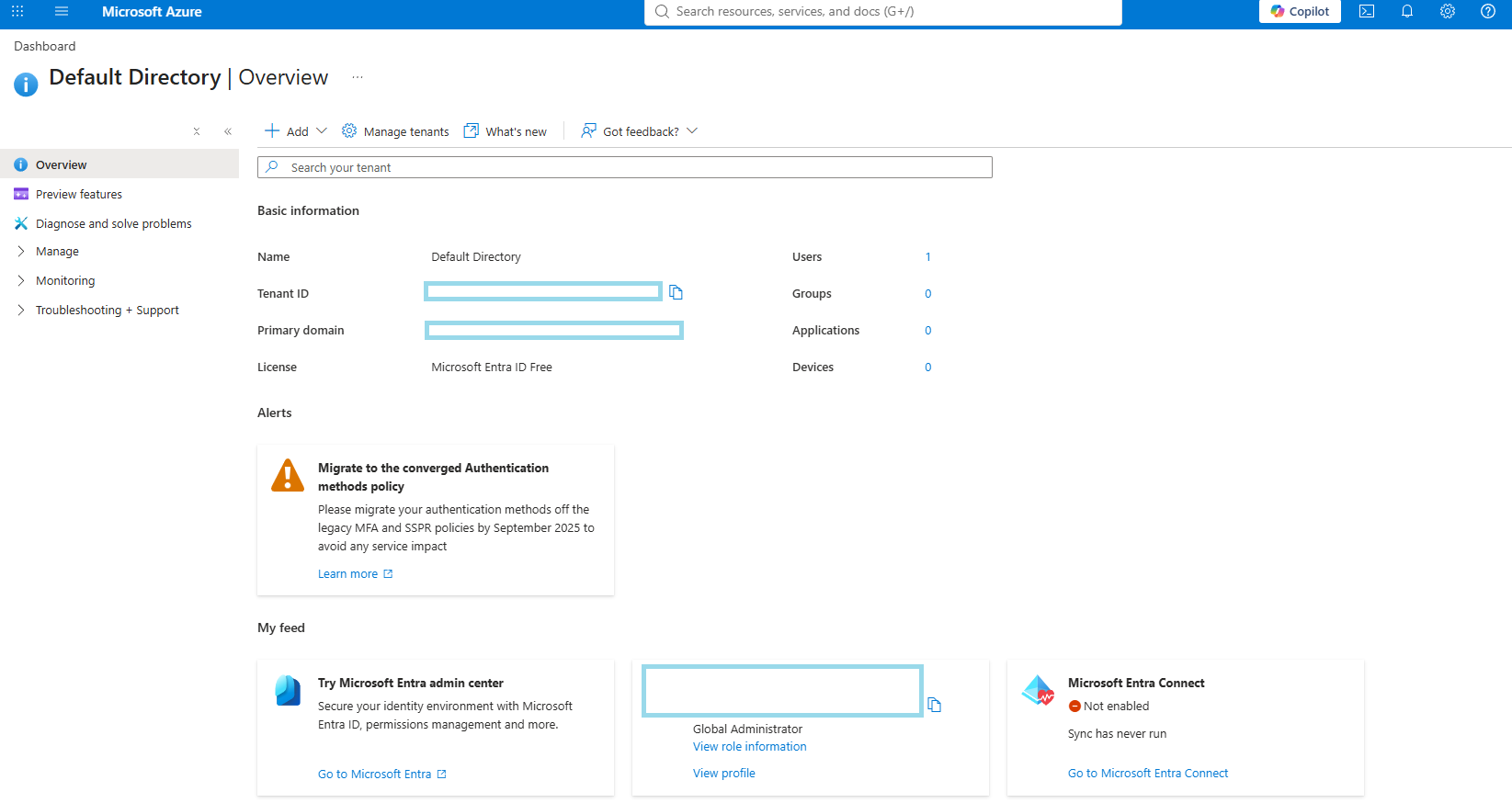 Navigating to create a new Global Administrator user