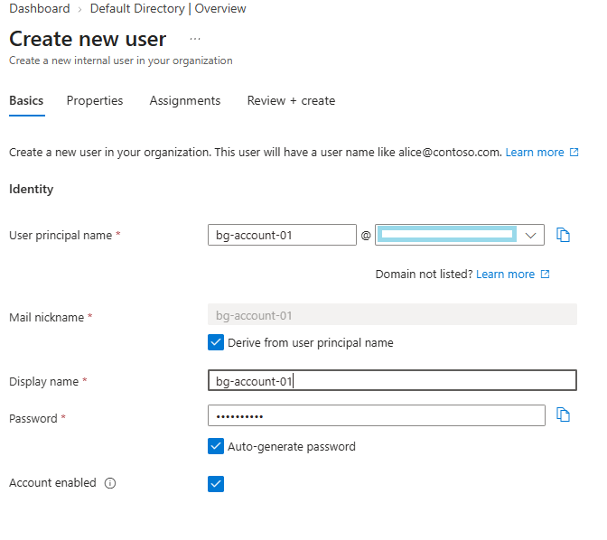 Creating the break-glass account