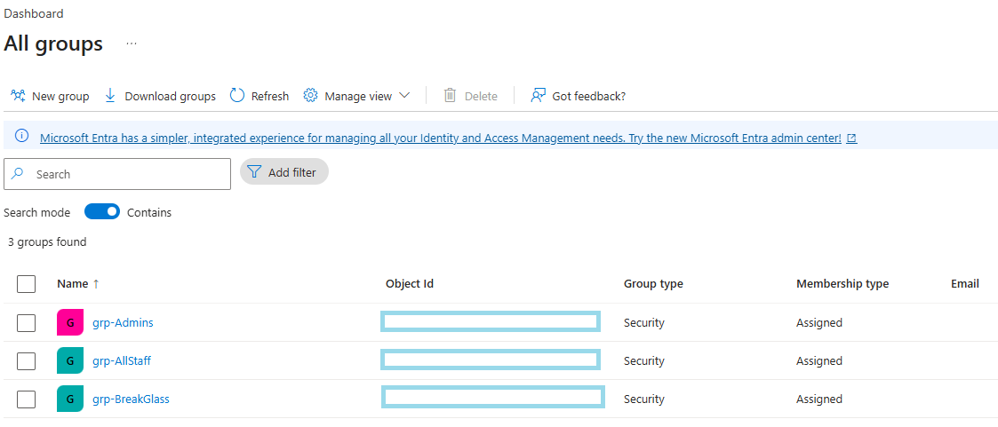 Creating test groups