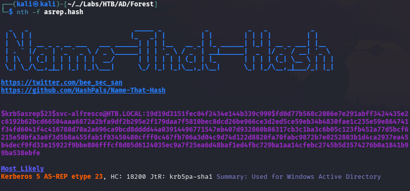 Hash type identification