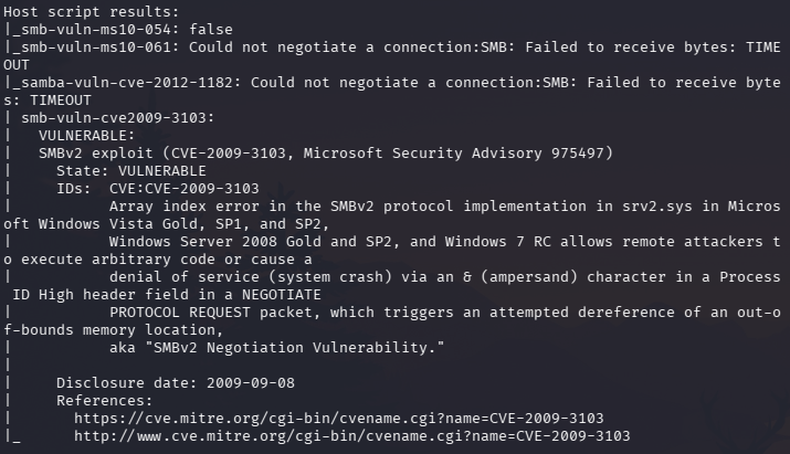 Nmap vulnerability scan