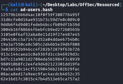 Stored hash file