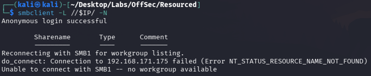 Anonymous SMB attempt